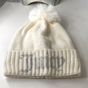 Juicy Couture Cream Knit Beanie with Pom Pom NWOT